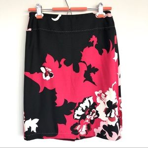 Elie Tahari Silk Wool Blend Floral Skirt